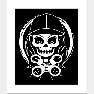 Security Skull and Crossed Handcuffs White Logo Posters and Art